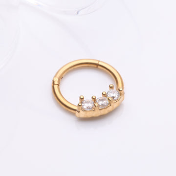 Detail View 1 of Golden Glistening Sparkle Seamless Clicker Ring-Gold